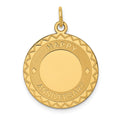 14K HAPPY ANNIVERSARY with Hearts 20mm Engravable Disc Charm, 25 x 20 mm