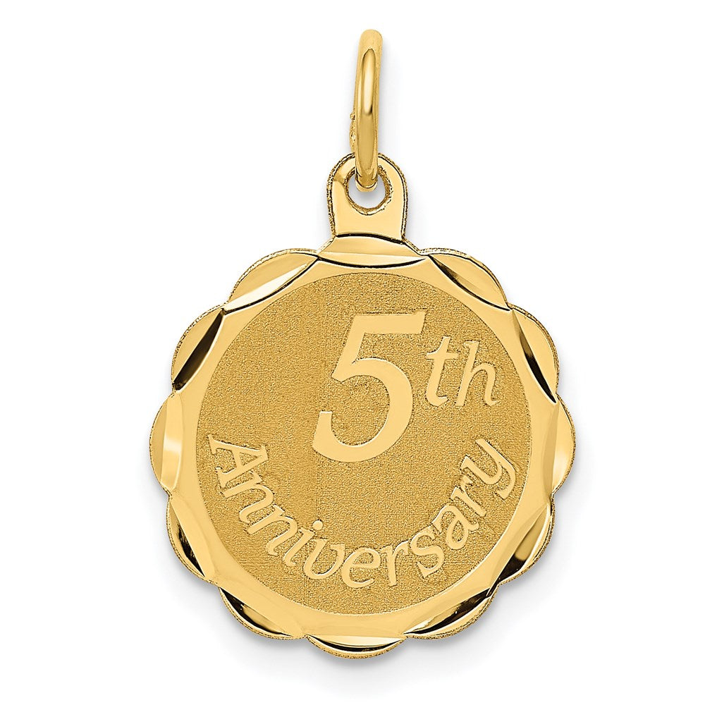 14K 5th ANNIVERSARY 16mm Engravable Disc Charm, 23 x 16 mm