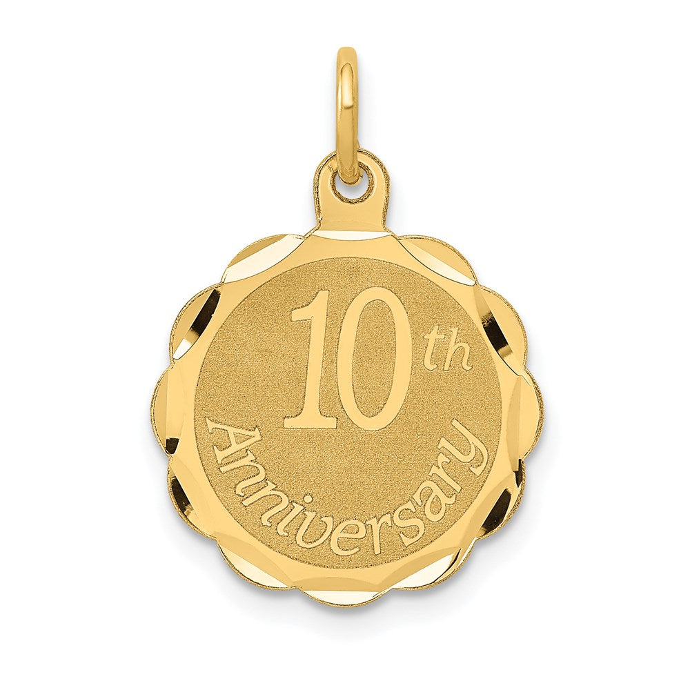 14K 10th ANNIVERSARY 16mm Engravable Disc Charm, 20 x 16 mm