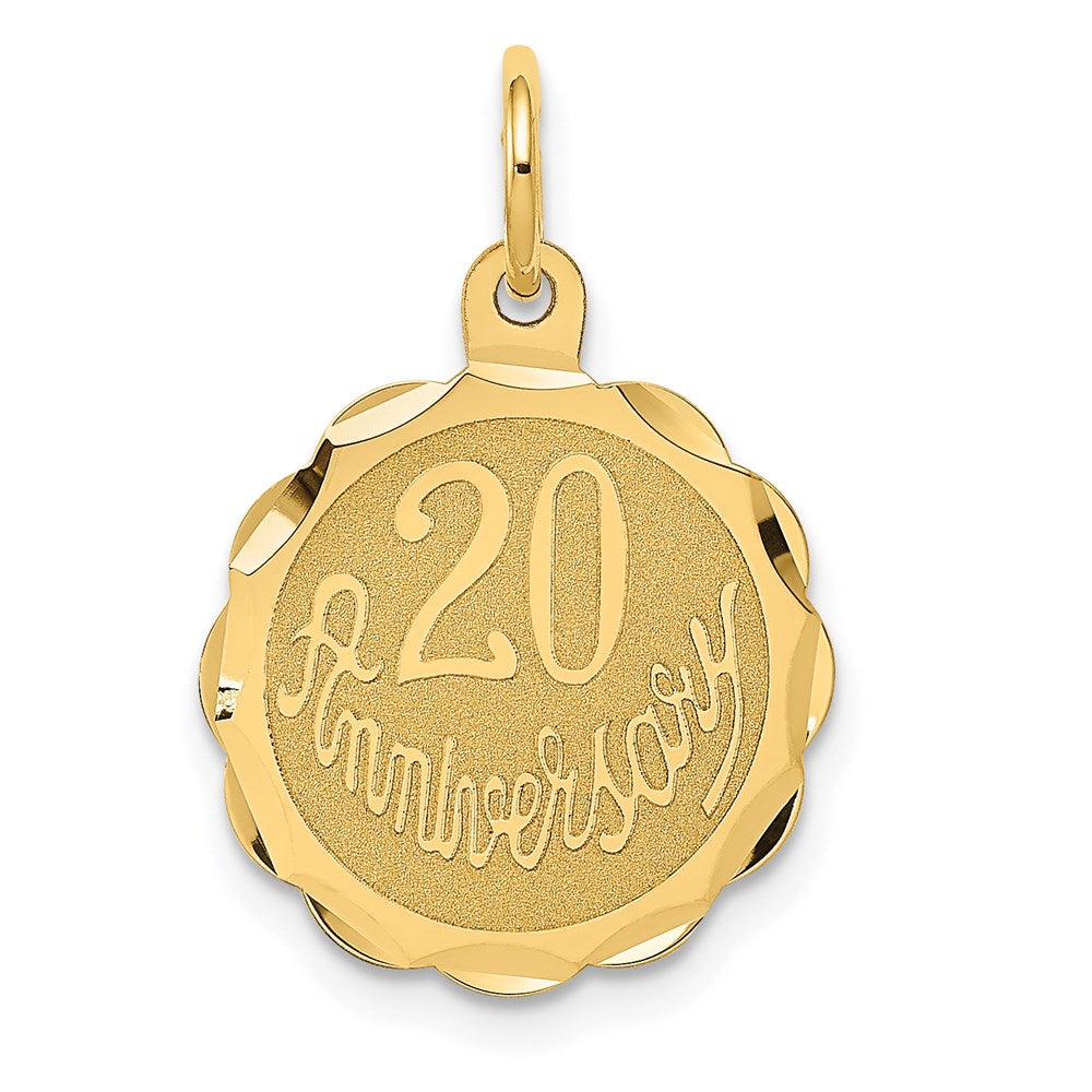 14K 20 ANNIVERSARY 15mm Engravable Disc Charm, 20 x 15 mm