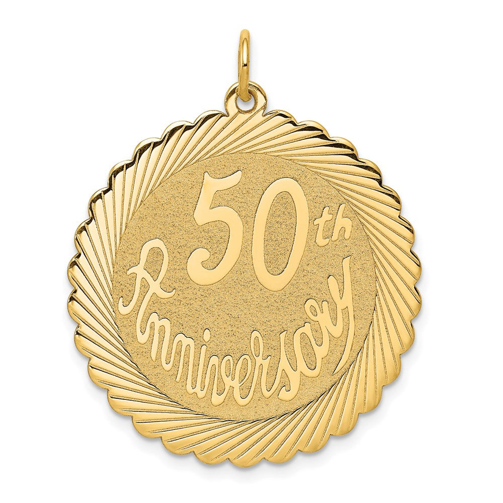 14K 50th ANNIVERSARY 29mm Engravable Disc Charm, 38 x 29 mm
