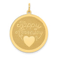 14K HAPPY ANNIVERSARY with Heart 25mm Engravable Disc Charm, 29 x 25 mm