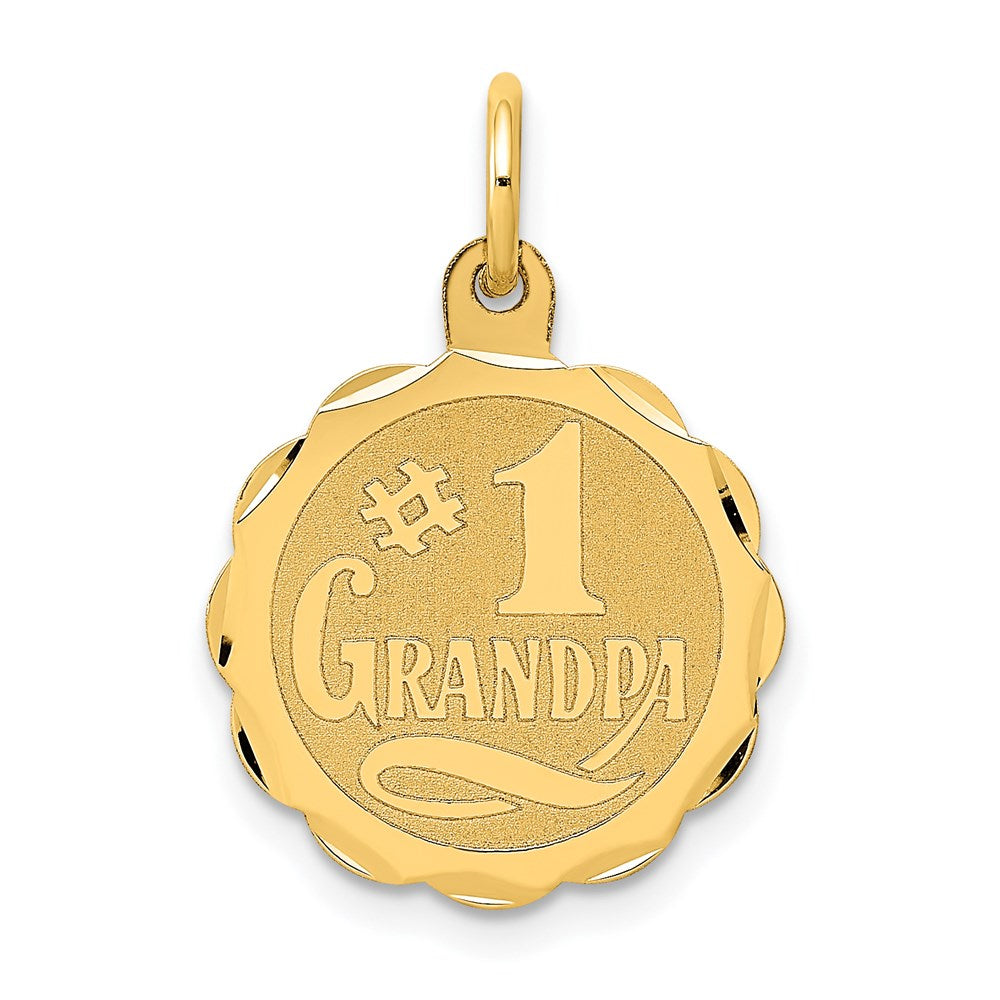 14k #1 GRANDPA 16mm Engravable Disc Charm, 22 x 16 mm