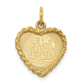 14k #1 GRANDDAUGHTER 15mm Engravable Heart with Rope Edge Charm, 22 x 15 mm