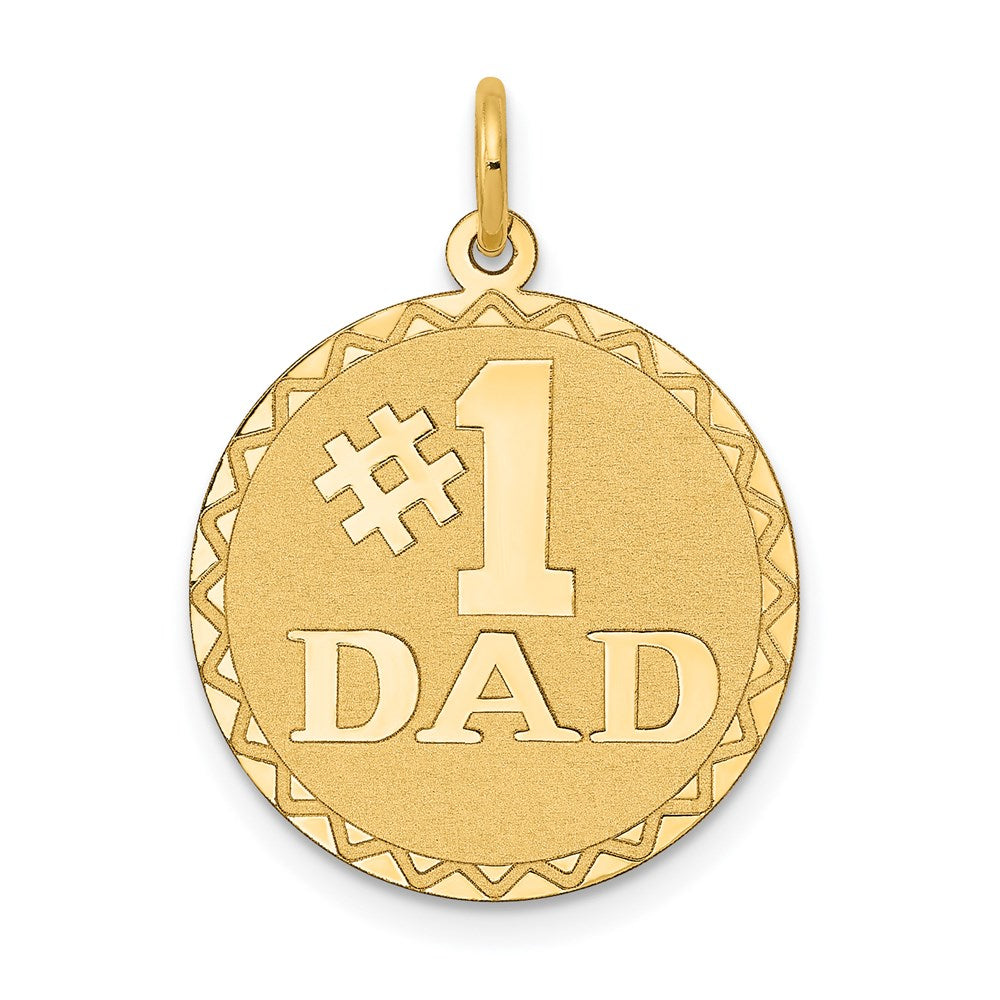 14K #1 DAD 19mm Engravable Disc Charm, 25 x 19 mm