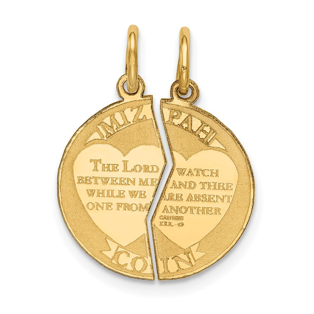 14K MIZPAH COIN 2-piece Round Charm, 22 x 17 mm