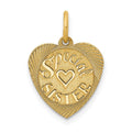 14K SPECIAL SISTER 12mm Engravable Heart Charm, 20 x 12 mm