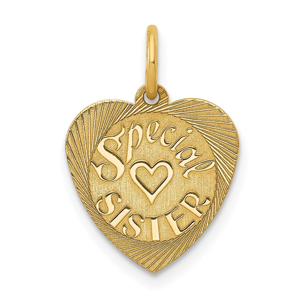 14K SPECIAL SISTER 12mm Engravable Heart Charm, 20 x 12 mm