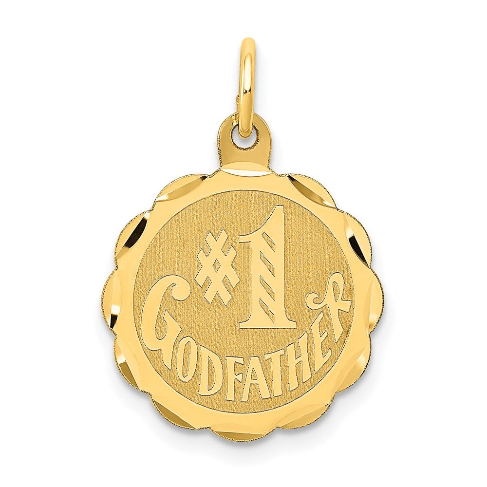 14K #1 GODFATHER 19mm Engravable Disc Charm, 17.1 x 19 mm
