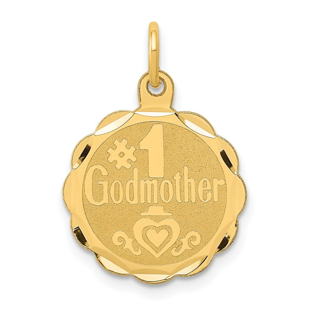 14K #1 GODMOTHER 16mm Engravable Disc Charm, 22 x 16 mm