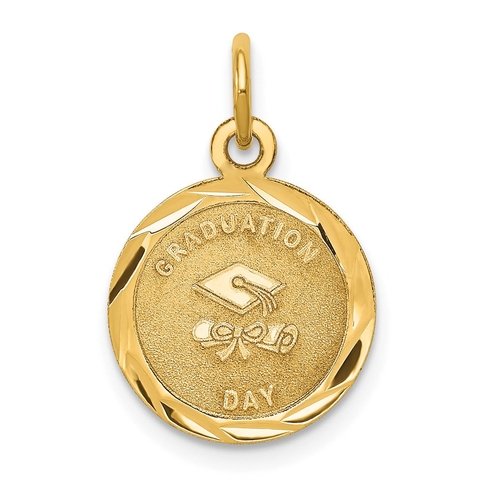 14k GRADUATION DAY with Cap 13mm Engravable Disc Charm, 20 x 13 mm