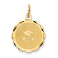 14k GRADUATION DAY with Cap 16mm Engravable Disc Charm, 22 x 16 mm, 0.57 g
