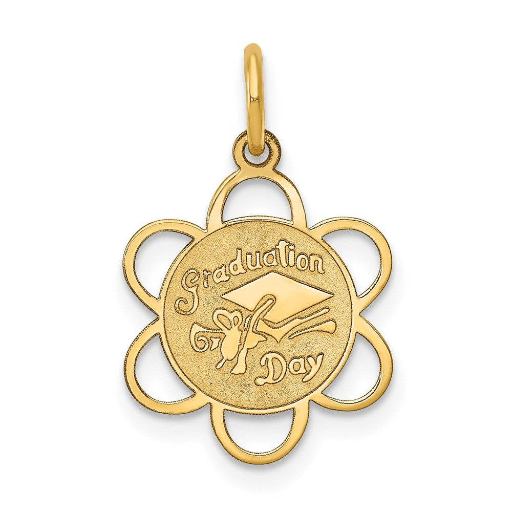 14k GRADUATION DAY Scalloped Edge Charm, 21 x 15 mm