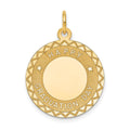 14k HAPPY GRADUATION DAY Engravable Disc Charm, 26 x 20 mm