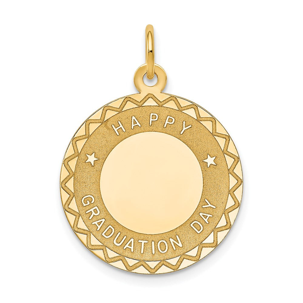 14k HAPPY GRADUATION DAY Engravable Disc Charm, 26 x 20 mm