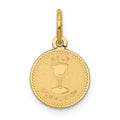 14k Polished and Satin Solid HOLY COMMUNION Round Disc Charm, 17 x 11 mm