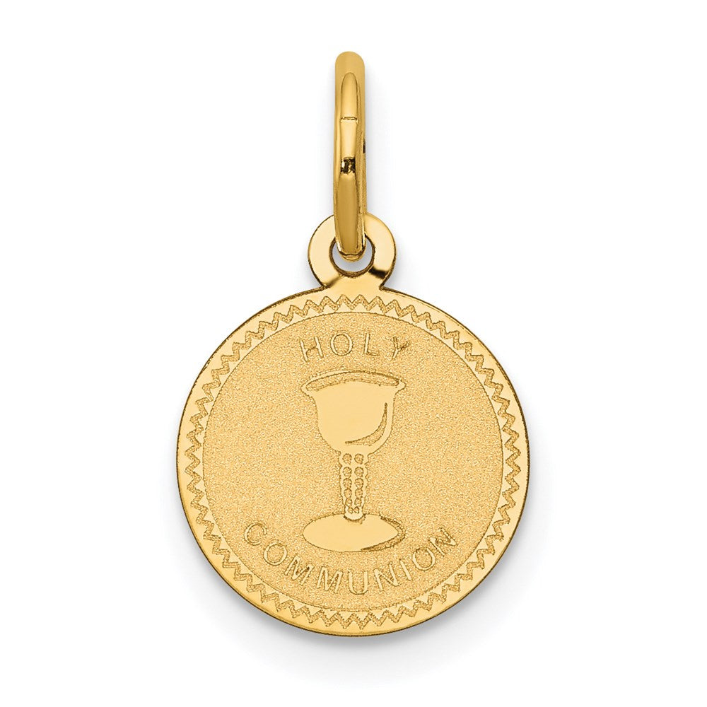 14k Polished and Satin Solid HOLY COMMUNION Round Disc Charm, 17 x 11 mm