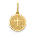 14k Small BAPTISM with Cross Round Disc Charm, 17 x 10 mm