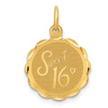14k SWEET 16 Engravable 15mm Disc Charm, 21 x 15 mm