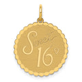 14k SWEET 16 Engravable 18mm Disc Charm, 23 x 18 mm