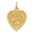 14K SWEET 16 Engravable 15mm Heart Charm, 21 x 15 mm