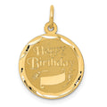 14K HAPPY BIRTHDAY with Banner 16mm Engravable Disc Charm, 21 x 16 mm