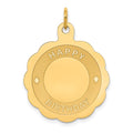 14K HAPPY BIRTHDAY 22mm Engravable Disc Charm, 29 x 22 mm