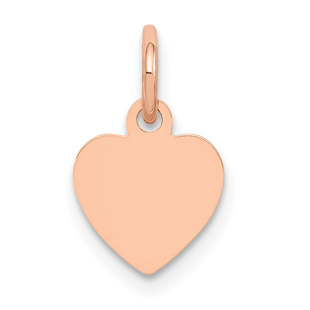 14K Rose Gold Polished Engravable 9mm Heart Disc Pendant, 14 x 9 mm