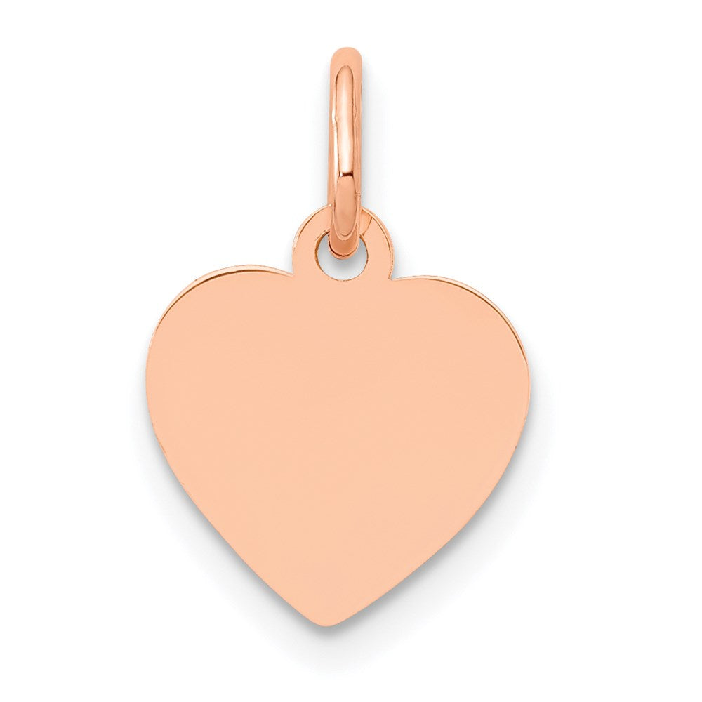 14K Rose Gold Polished Engravable 10mm Heart Disc Pendant, 15 x 10 mm