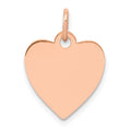 14K Rose Gold Polished Engravable 13mm Heart Disc Pendant, 18 x 13 mm