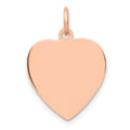 14K Rose Gold Polished Engravable 16mm Heart Disc Pendant, 21 x 16 mm