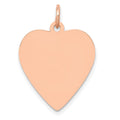 14K Rose Gold Polished Engravable 18mm Heart Disc Pendant, 25 x 18 mm