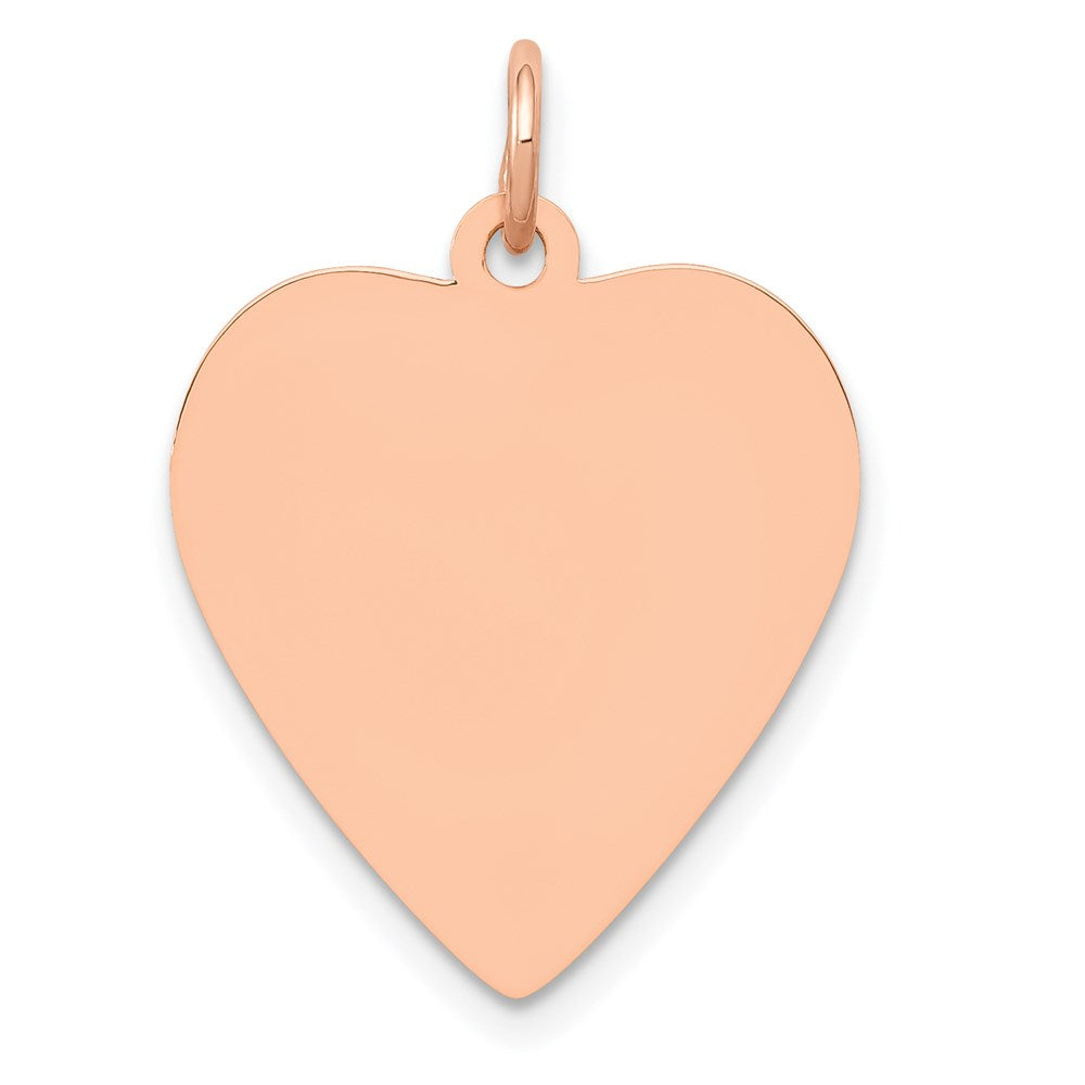 14K Rose Gold Polished Engravable 18mm Heart Disc Pendant, 25 x 18 mm