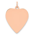14K Rose Gold Polished Engravable 19mm Heart Disc Pendant, 27 x 19 mm