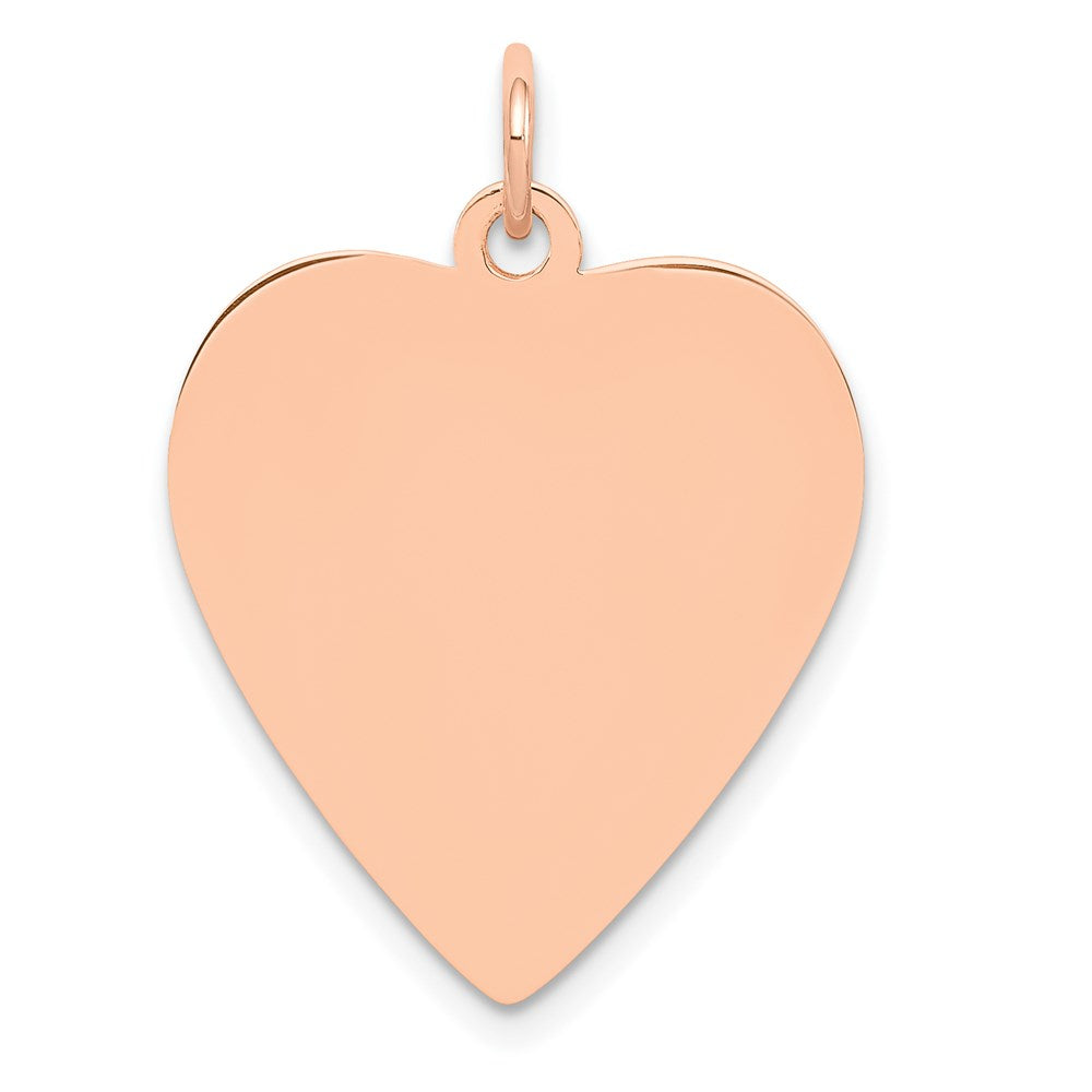 14K Rose Gold Polished Engravable 19mm Heart Disc Pendant, 27 x 19 mm