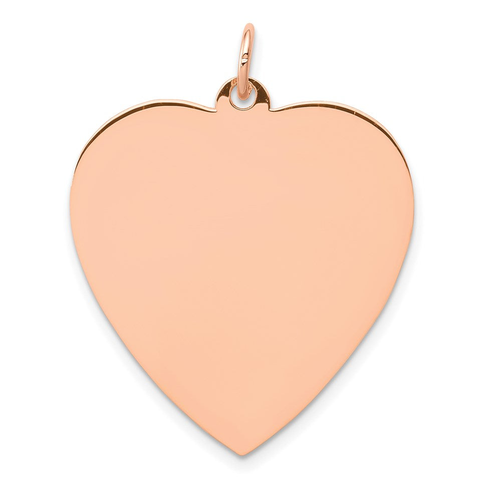 14K Rose Gold Polished Engravable 25mm Heart Disc Pendant, 32 x 25 mm