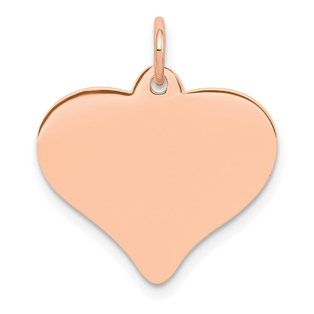 14K Rose Gold Polished Engravable 18mm Heart Disc Pendant, 21 x 18 mm