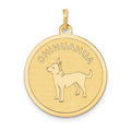 14k CHIHUAHUA 20mm Engravable Disc Dog Charm, 26 x 20 mm