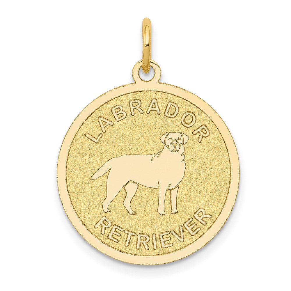 14k LABRADOR RETRIEVER 20mm Engravable Disc Dog Charm, 26 x 20 mm