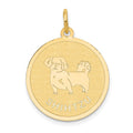 14k SHIH TZU 20mm Engravable Disc Dog Charm, 26 x 20 mm