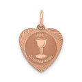 14k Rose Gold HOLY COMMUNION Heart Disc Charm, 19 x 14 mm