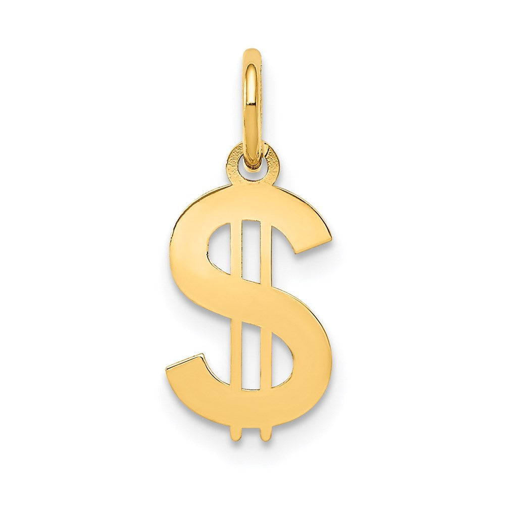 14k Polished Dollar Sign Charm, 17 x 7.5 mm