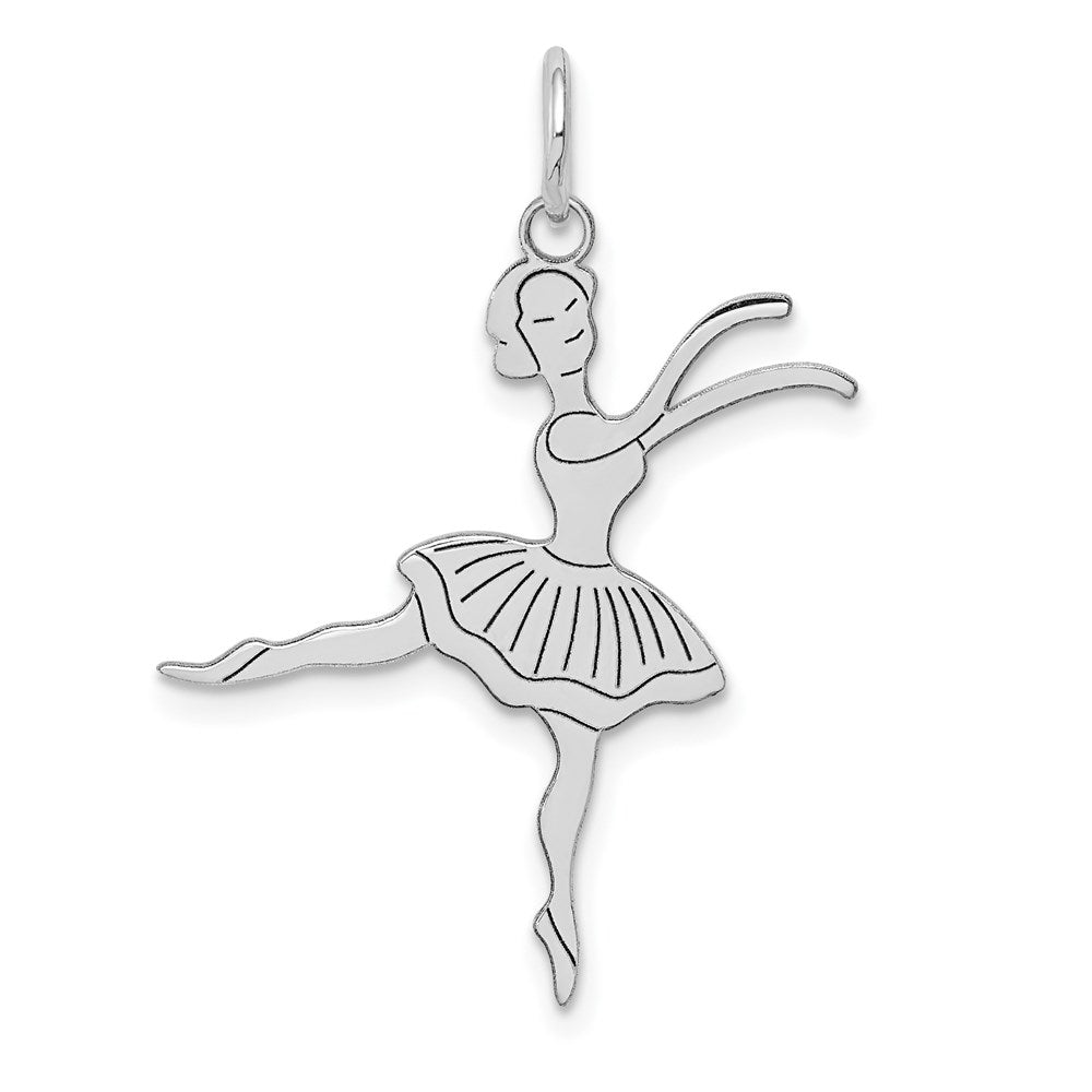 14k White Gold Satin Polished Ballerina Charm, 30 x 21 mm