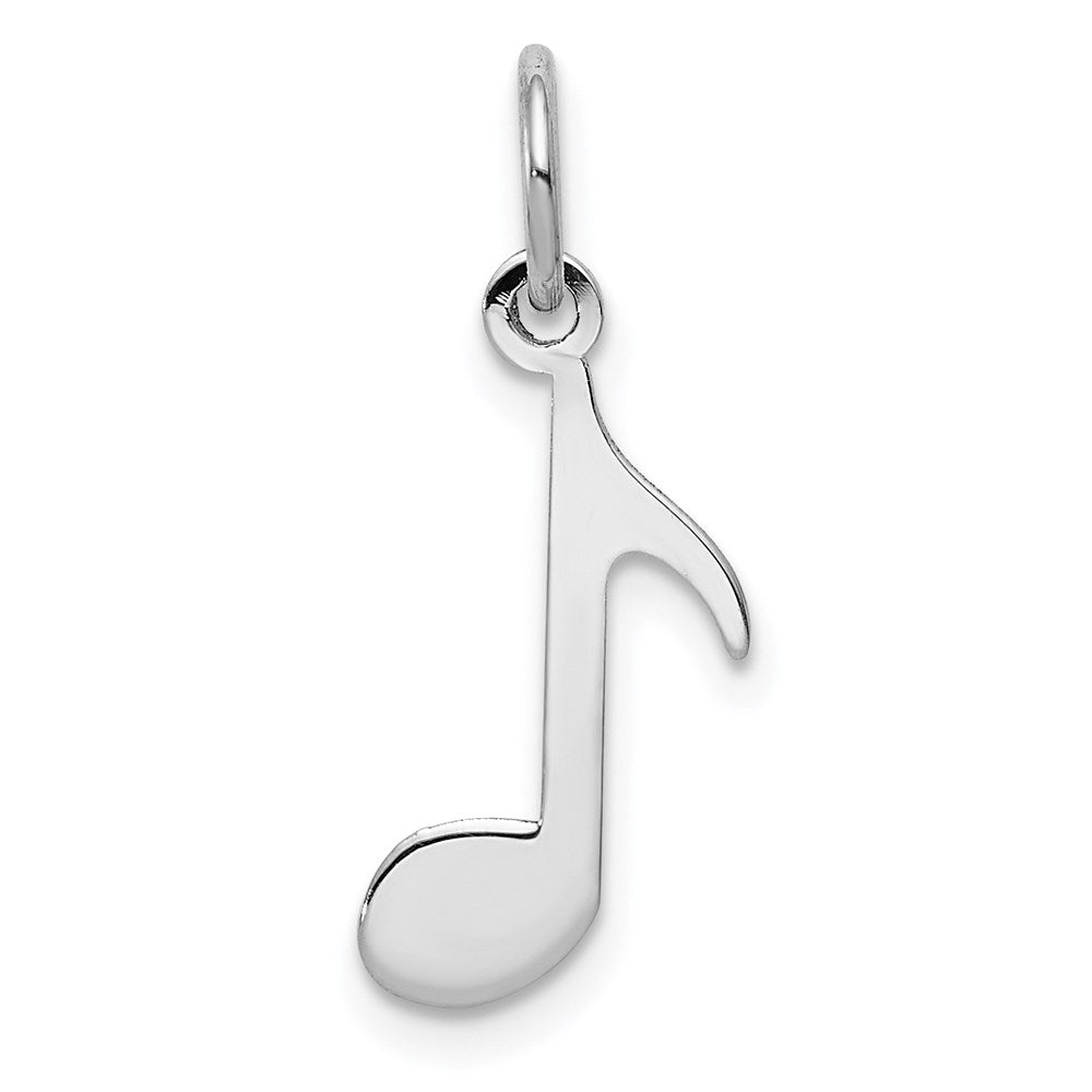 14k White Gold Polished Musical Note Charm, 21 x 10 mm