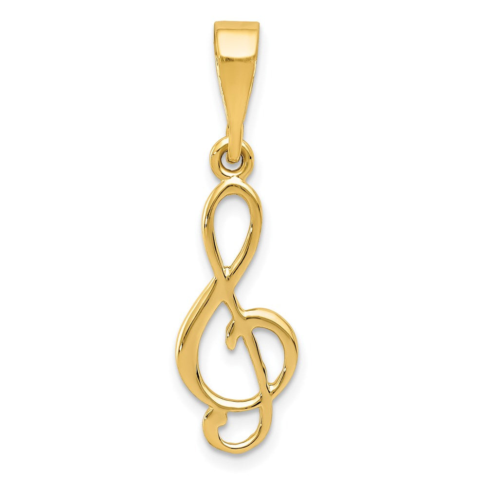 14k Treble Clef Charm, 30 x 10 mm