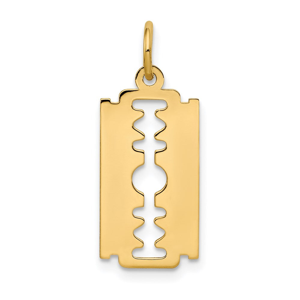 14k Polished Razor Blade Charm, 25 x 12 mm