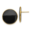 14k 21mm Round Black Onyx Post Earrings, 21 x 21 mm