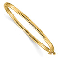14k 3.6mm Polished Solid Hinged Oval Bangle Bracelet, 6.75 x 3.6 mm