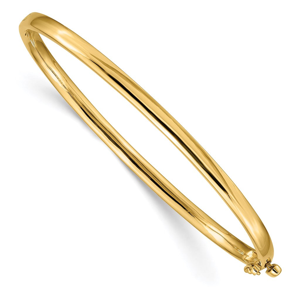 14k 3.6mm Polished Solid Hinged Oval Bangle Bracelet, 6.75 x 3.6 mm