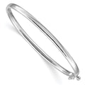 14k White Gold 3.6mm Polished Solid Hinged Oval Bangle Bracelet, 6.75 x 3.6 mm
